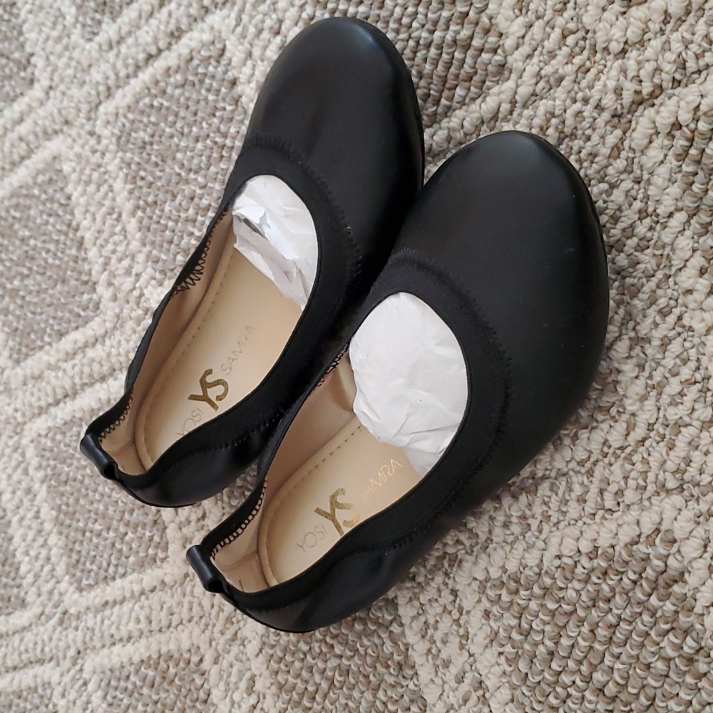 NEW Yosi Samra black leather flats, size 13